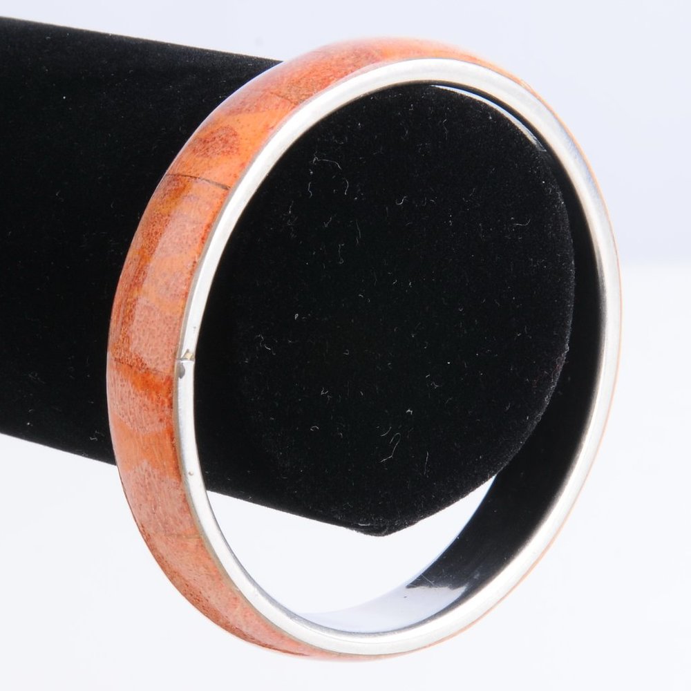 Vintage Copper Stone and Silver Bangle Bracelet